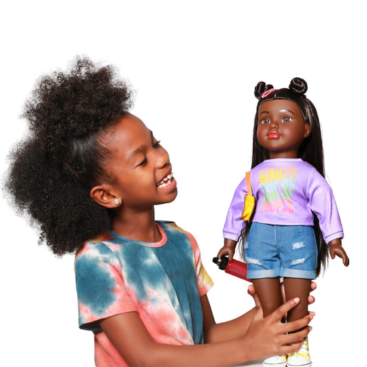 Positively Perfect Fresh Dreamer Cheyenne 18" Doll – African American Doll with Natural Hair, Stylish Outfit & Soft Body