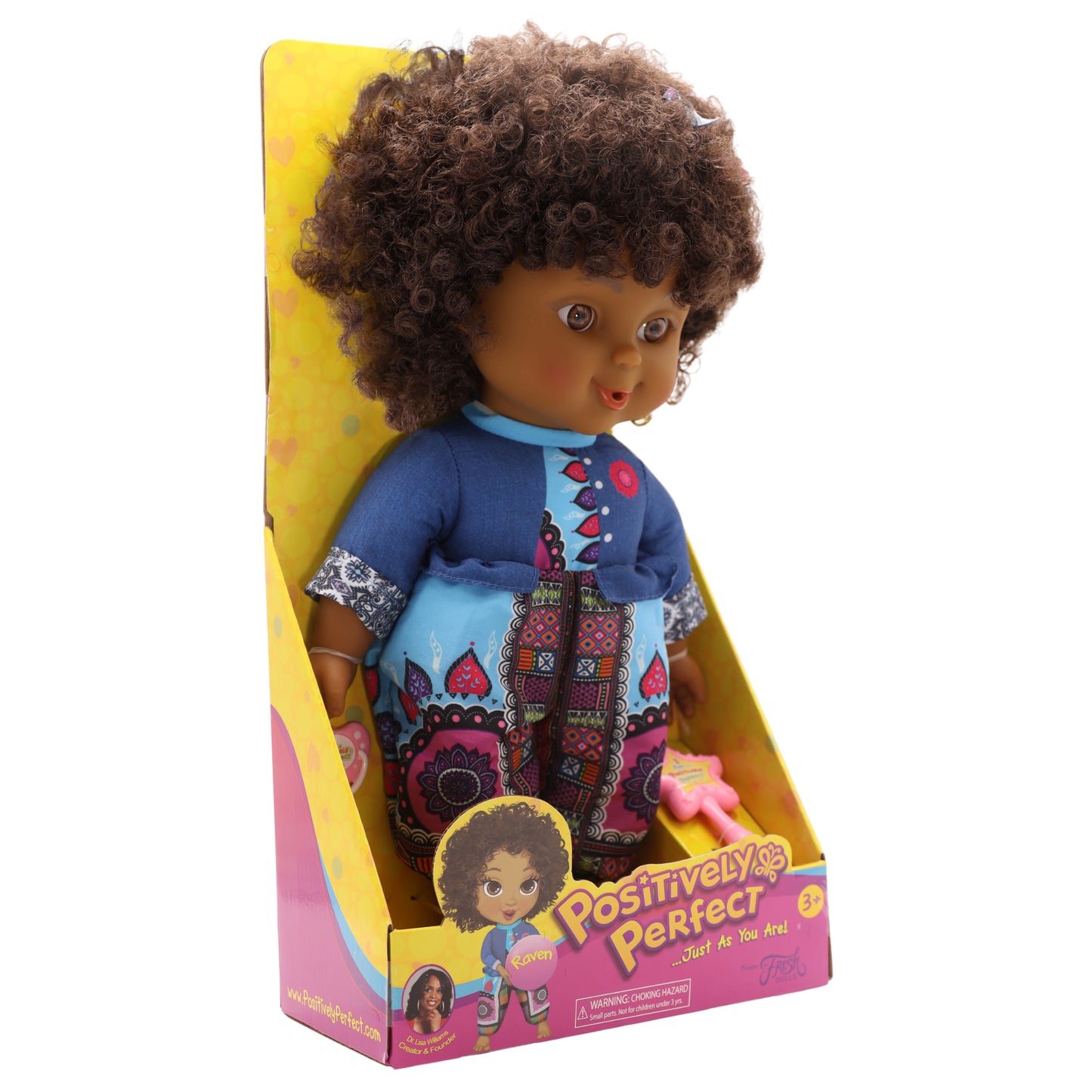 Positively Perfect Raven Toddler Doll – 14" African American Baby Doll with Curly Hair & Geometric Pajamas | Empowering Gift for Ages 3+