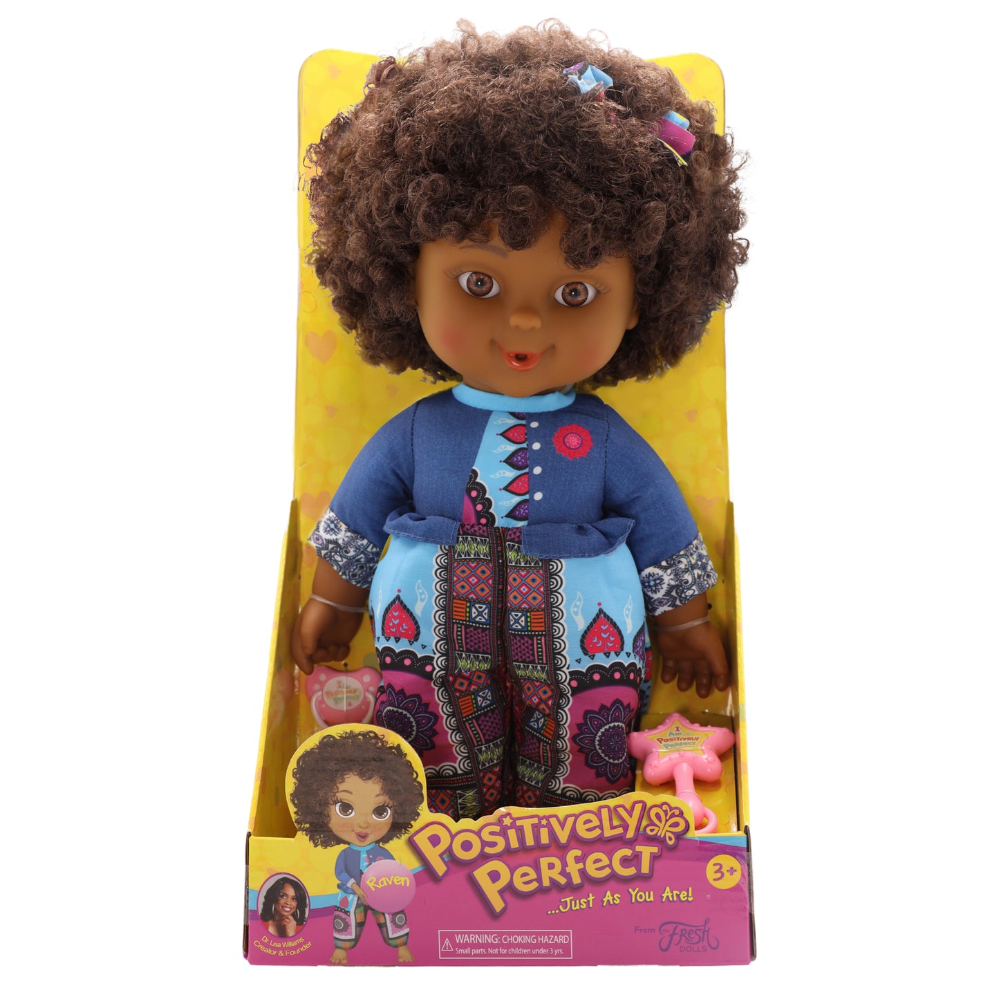 Positively Perfect Raven Toddler Doll – 14" African American Baby Doll with Curly Hair & Geometric Pajamas | Empowering Gift for Ages 3+