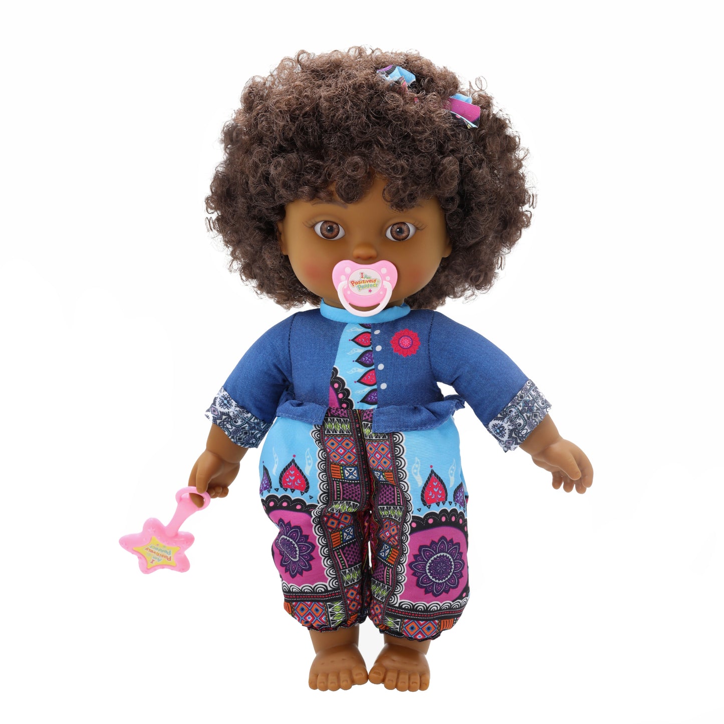 Positively Perfect Raven Toddler Doll – 14" African American Baby Doll with Curly Hair & Geometric Pajamas | Empowering Gift for Ages 3+