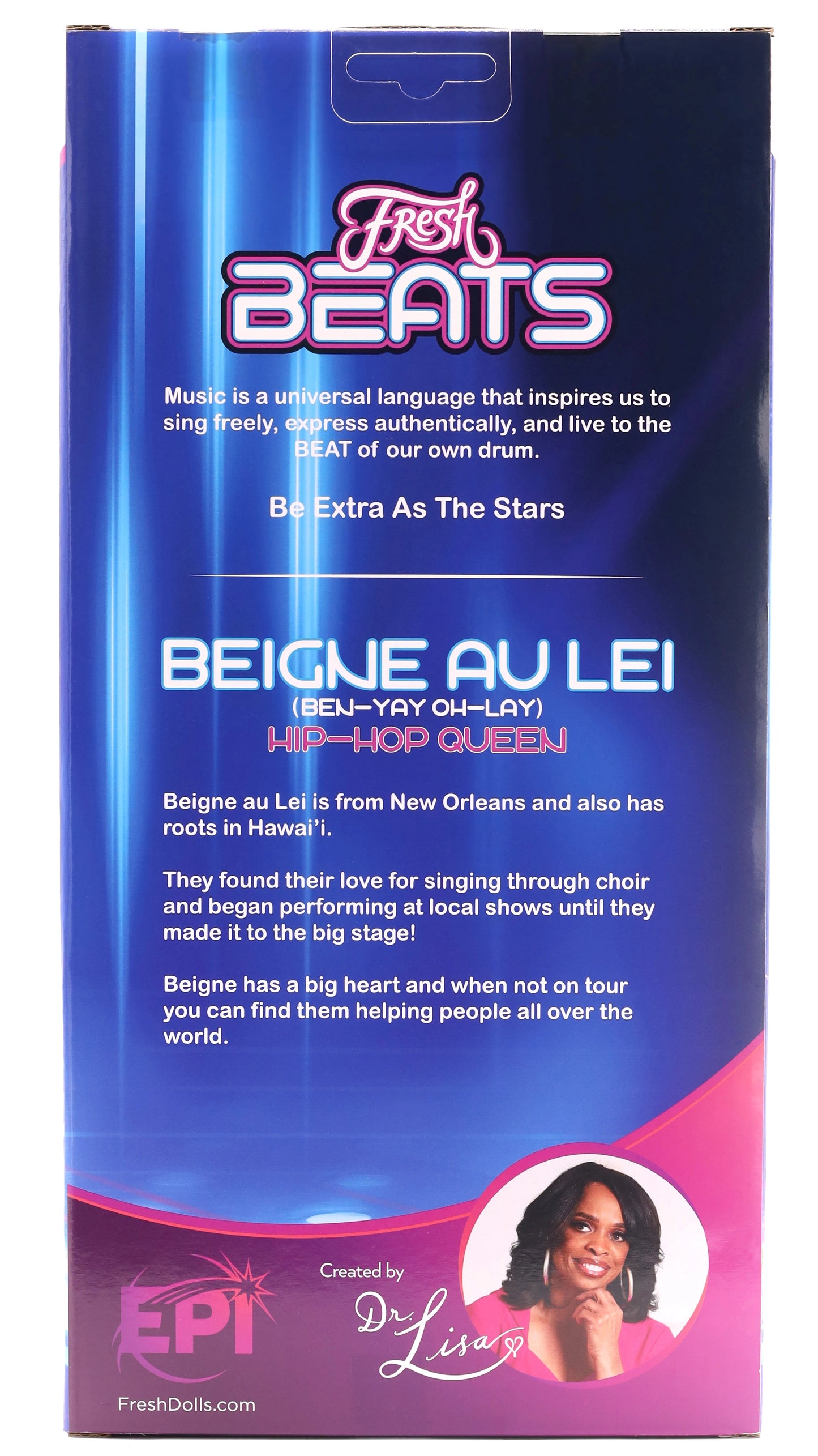 Product packaging for 'Fresh Beats' featuring a woman's face and text.