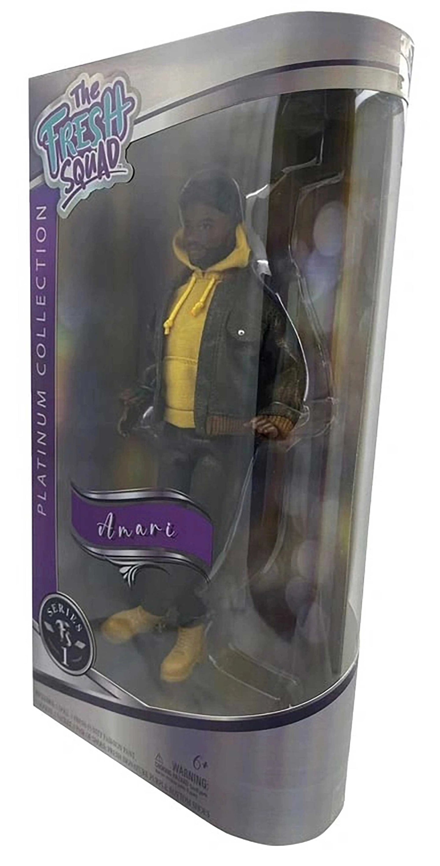 Action figure in packaging with 'The Fresh Squad' branding