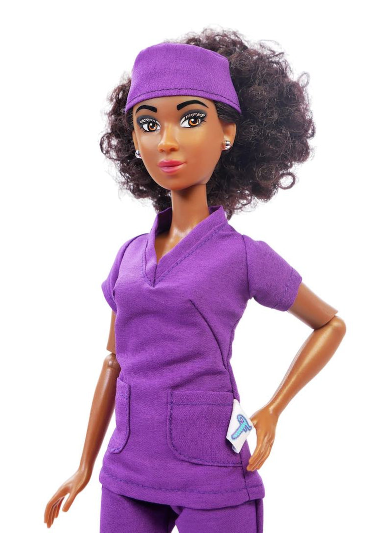 curvy fashion dolls purple scrubs nurse doctor outfit