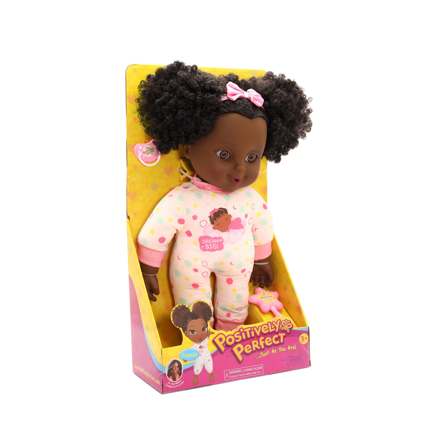 Positively Perfect Yolanda Toddler Doll – 14" African American Baby Doll with Afro Puffs | Soft, Empowering Gift for Kids Ages 2+
