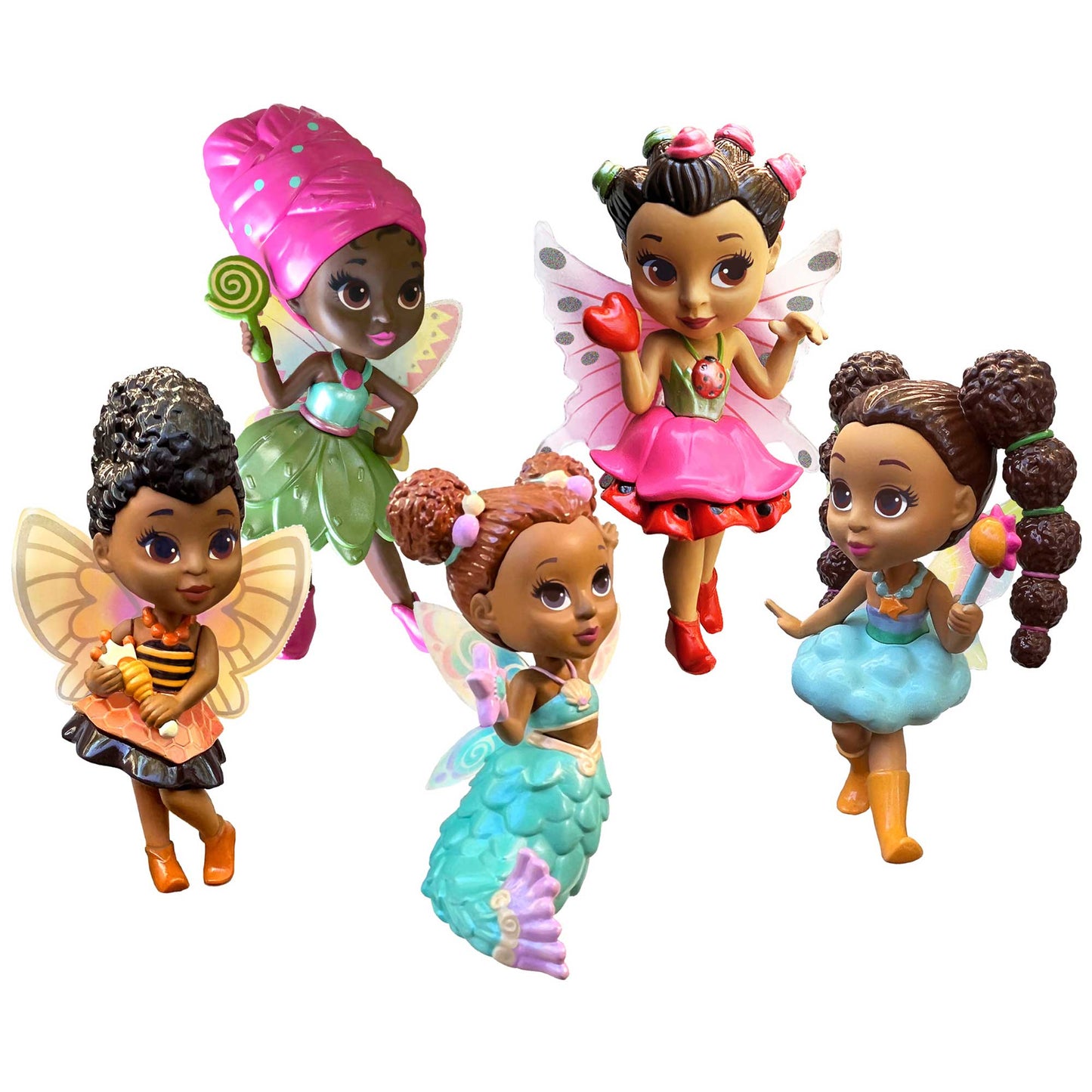 Fresh Fairy Ambrosia – Ethnic Mini Doll Keychain with Afro Puffs & Bantu Knots | Collectible Gift for Kids & Adults