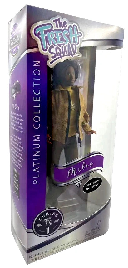 Fresh Squad Platinum Collection Miles Doll – 11.5-inch posable musician with stylish fashion and Fresh-Finity Locs™ hairstyle.