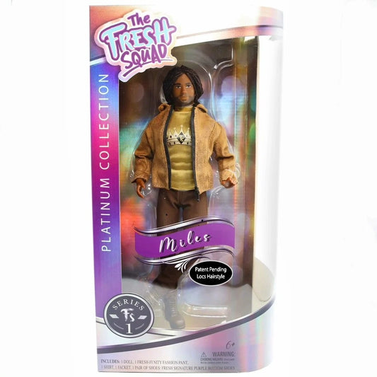 Fresh Squad Platinum Collection Miles Doll – 11.5-inch posable musician with stylish fashion and Fresh-Finity Locs™ hairstyle.