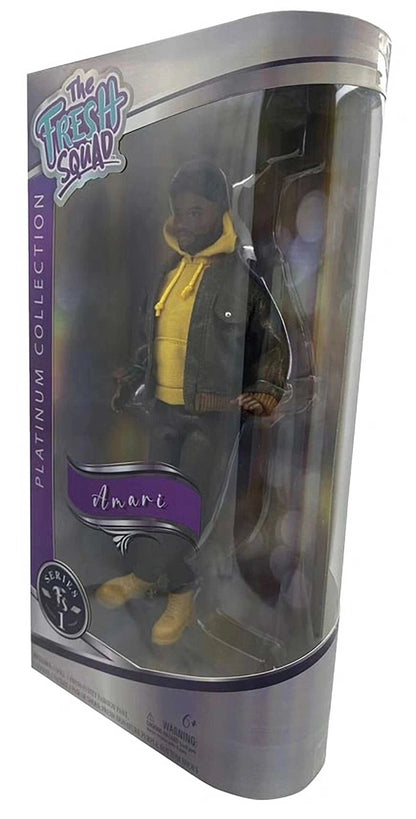 Action figure in packaging with 'The Fresh Squad' branding