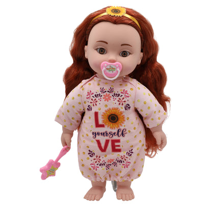 Positively Perfect Lola Toddler Doll – 14" Red Curly Hair Doll in Pink Pajamas, Empowering Message Toy for Girls