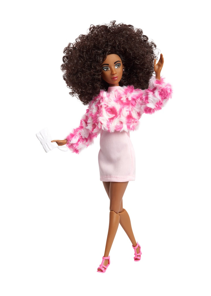 curvy fashion doll clothes pink faux fur coat dress