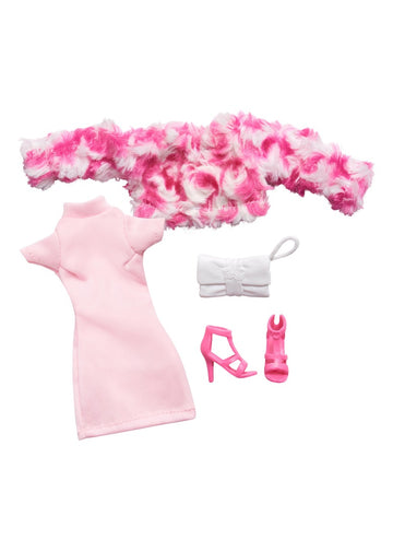 fashion doll clothes pink faux fur coat dress
