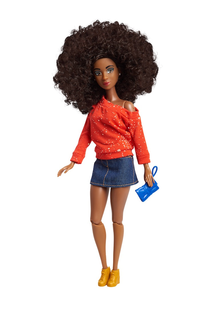 fashion doll clothing red off should sweatshirt denim mini skirt