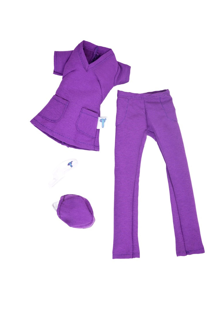 fashion doll clothes doctor scrubs uniform purple