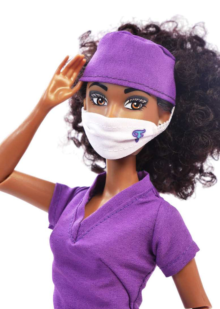 fashion doll purple scrubs face mask fresh dolls