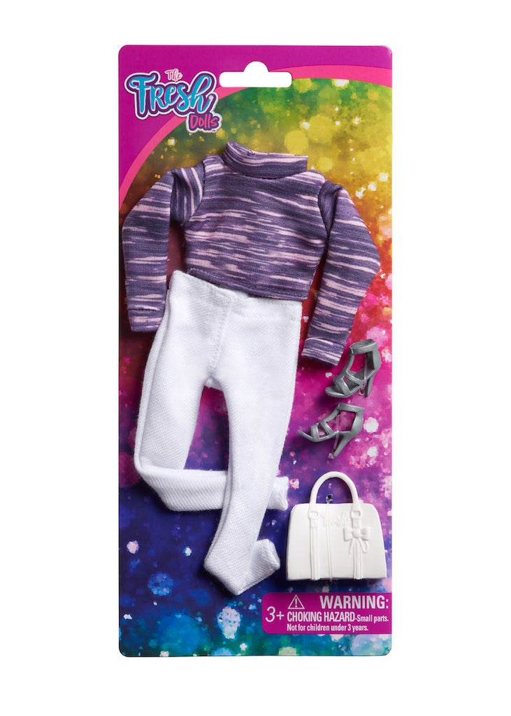 fresh dolls fashion pack clothing purple top white pants